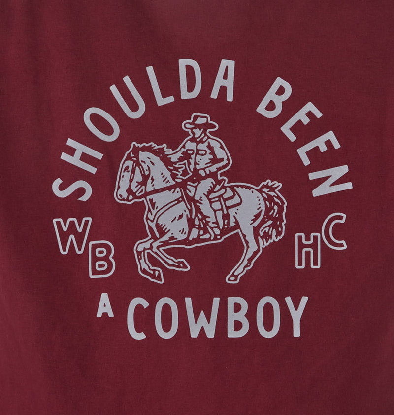 Whiskey Bent Hat Co Crimson Shoulda Been A Cowboy Tee Shirt