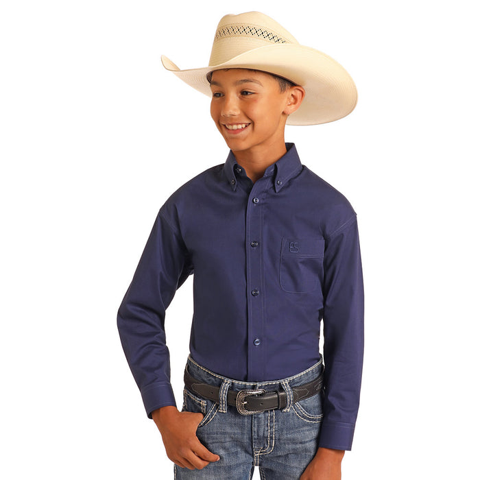 Panhandle Boy's Navy Blue Long Sleeve Shirt