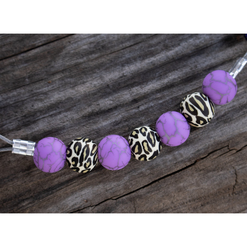 NRS Purple Crackle Leopard Silicone Beaded Curb Strap