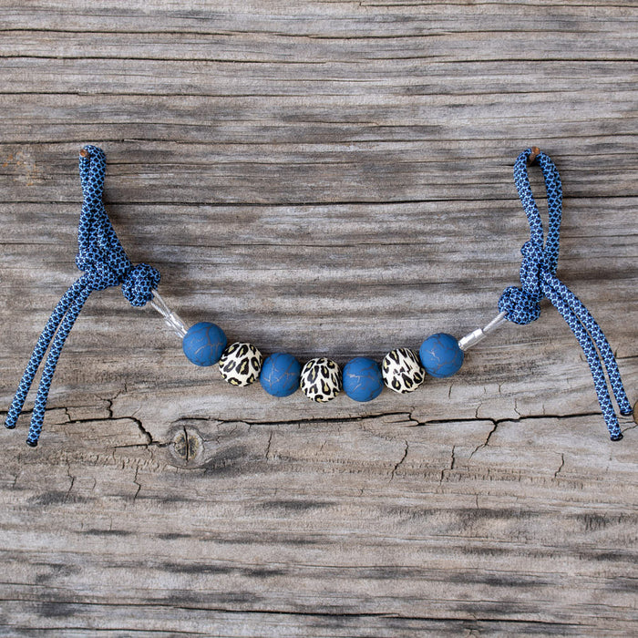 NRS Navy Leopard Silicone Beaded Gag Curb Strap