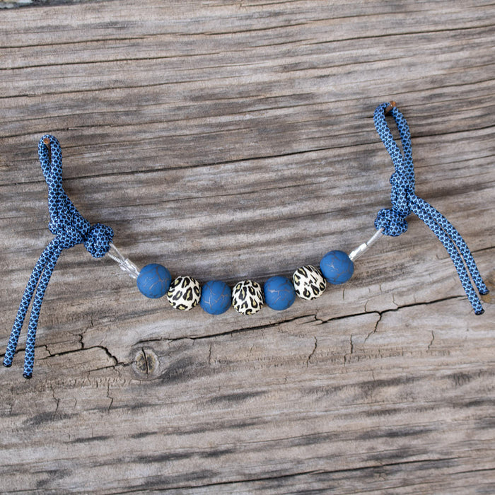 NRS Navy Leopard Silicone Beaded Gag Curb Strap