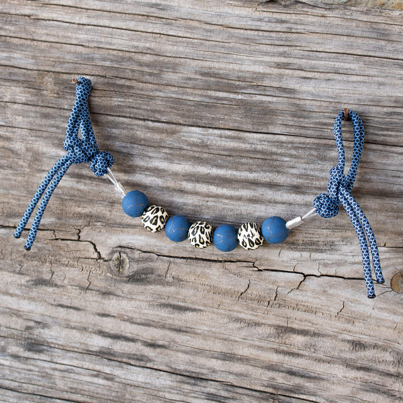NRS Navy Leopard Silicone Beaded Gag Curb Strap