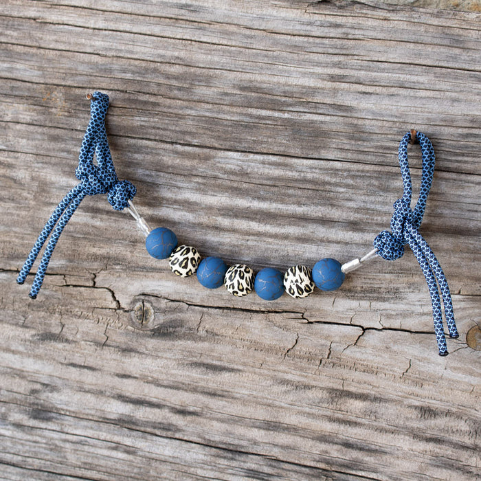 NRS Navy Leopard Silicone Beaded Gag Curb Strap