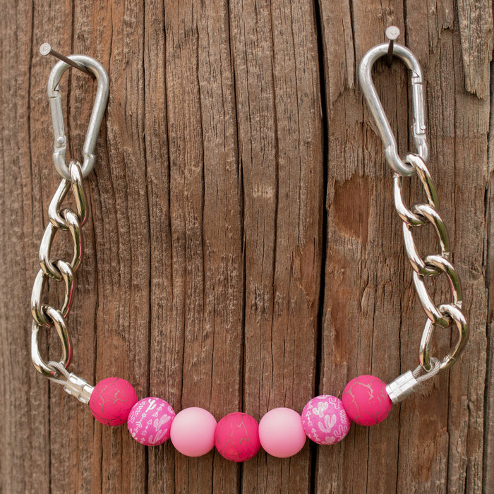 NRS Pink Cactus Silicone Beaded Chain Curb Strap