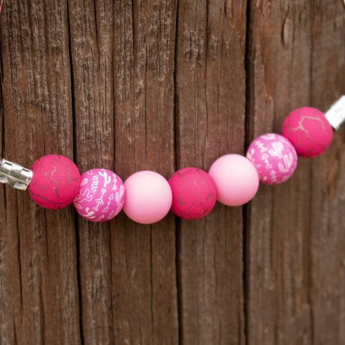 NRS Pink Cactus Silicone Beaded Chain Curb Strap