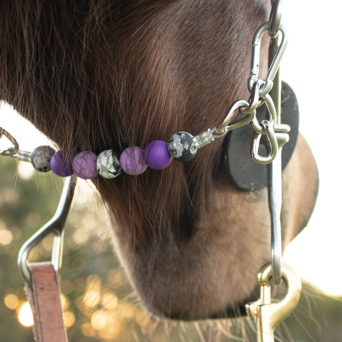 NRS Purple Floral Silicone Beaded Gag Chain Curb Strap