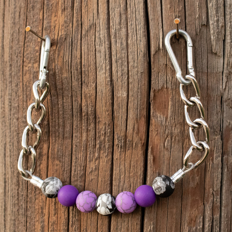 NRS Purple Floral Silicone Beaded Gag Chain Curb Strap