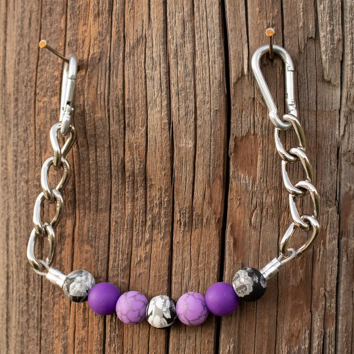 NRS Purple Floral Silicone Beaded Gag Chain Curb Strap