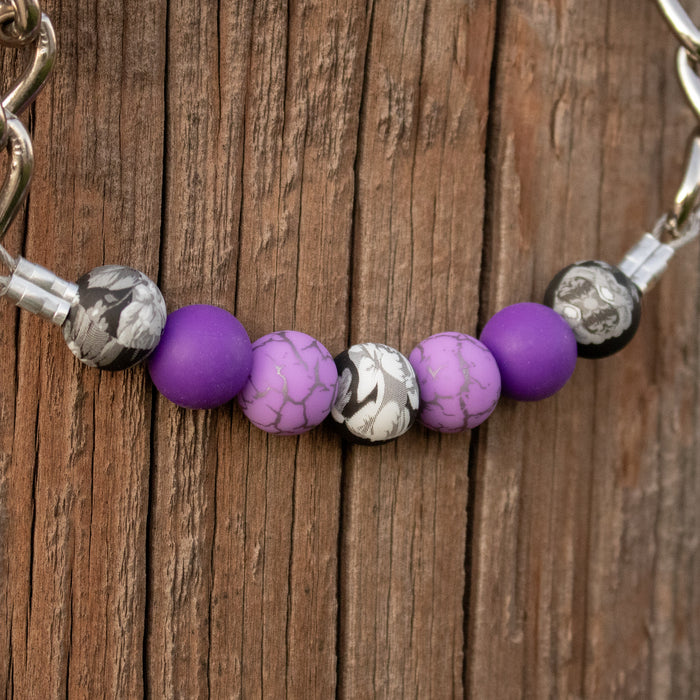 NRS Purple Floral Silicone Beaded Gag Chain Curb Strap