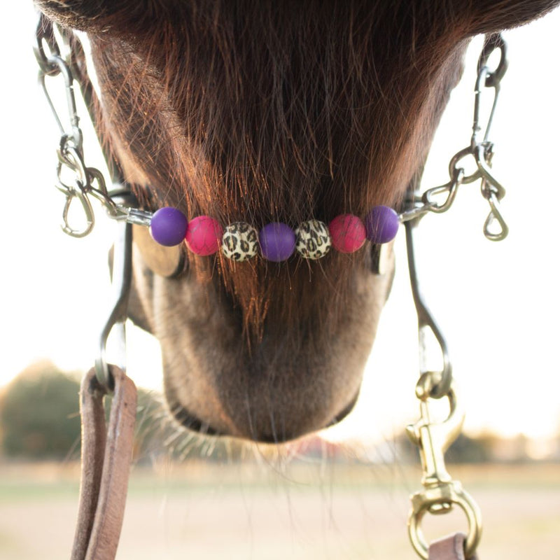 NRS Purple Pink Leopard Silicone Beaded Gag Chain Curb Strap