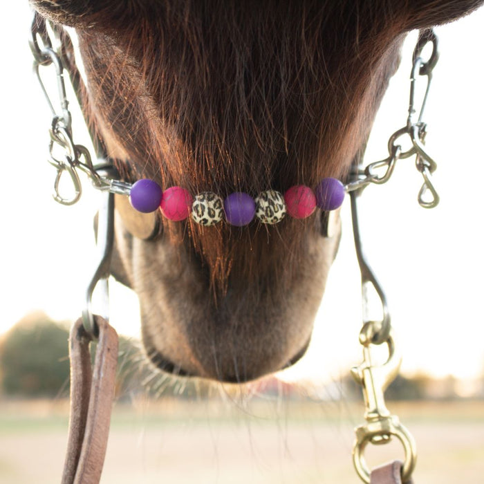 NRS Purple Pink Leopard Silicone Beaded Gag Chain Curb Strap