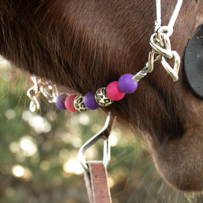NRS Purple Pink Leopard Silicone Beaded Gag Chain Curb Strap