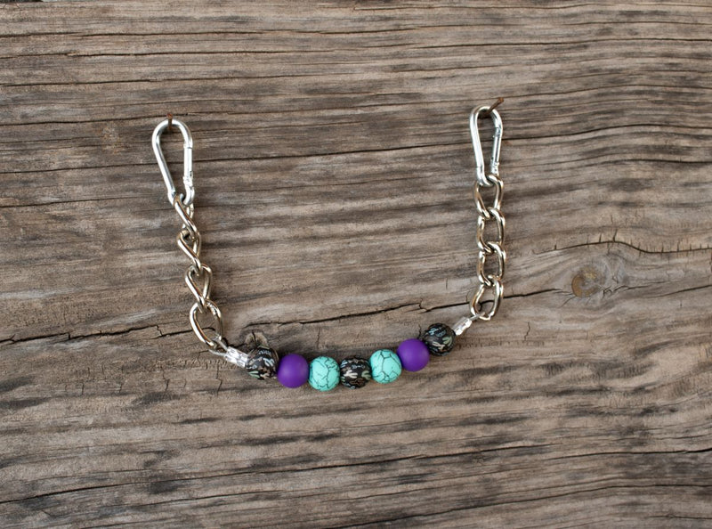 NRS Purple Turquoise Cactus Silicone Beaded Gag Curb Chain