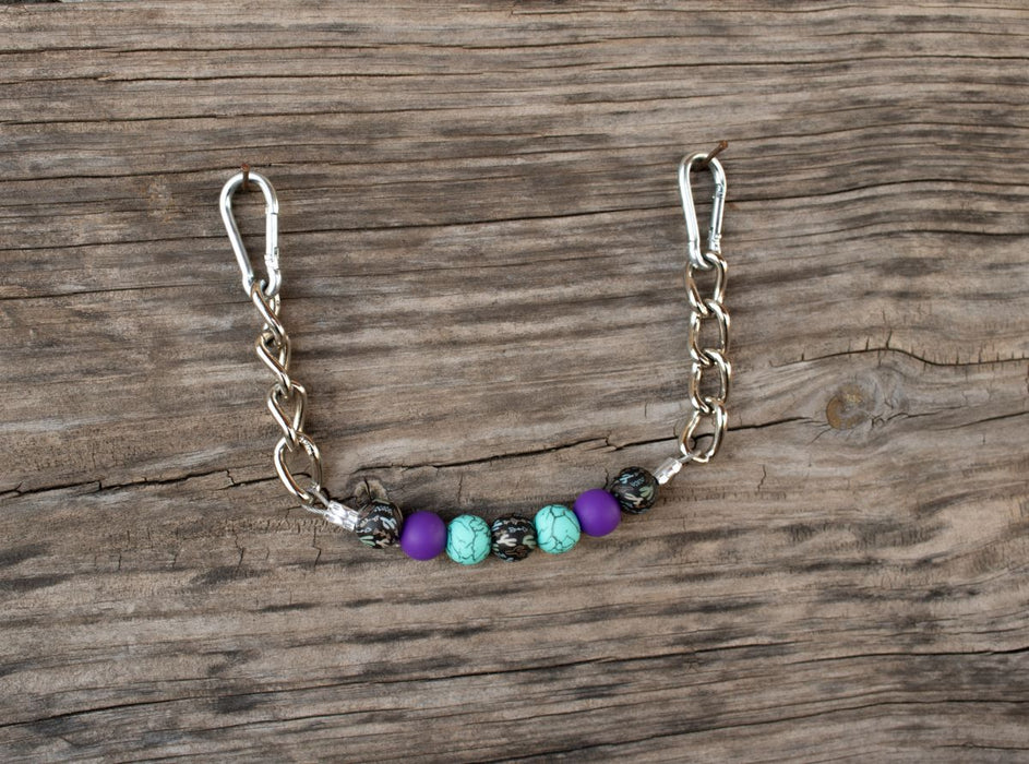 NRS Purple Turquoise Cactus Silicone Beaded Gag Curb Chain
