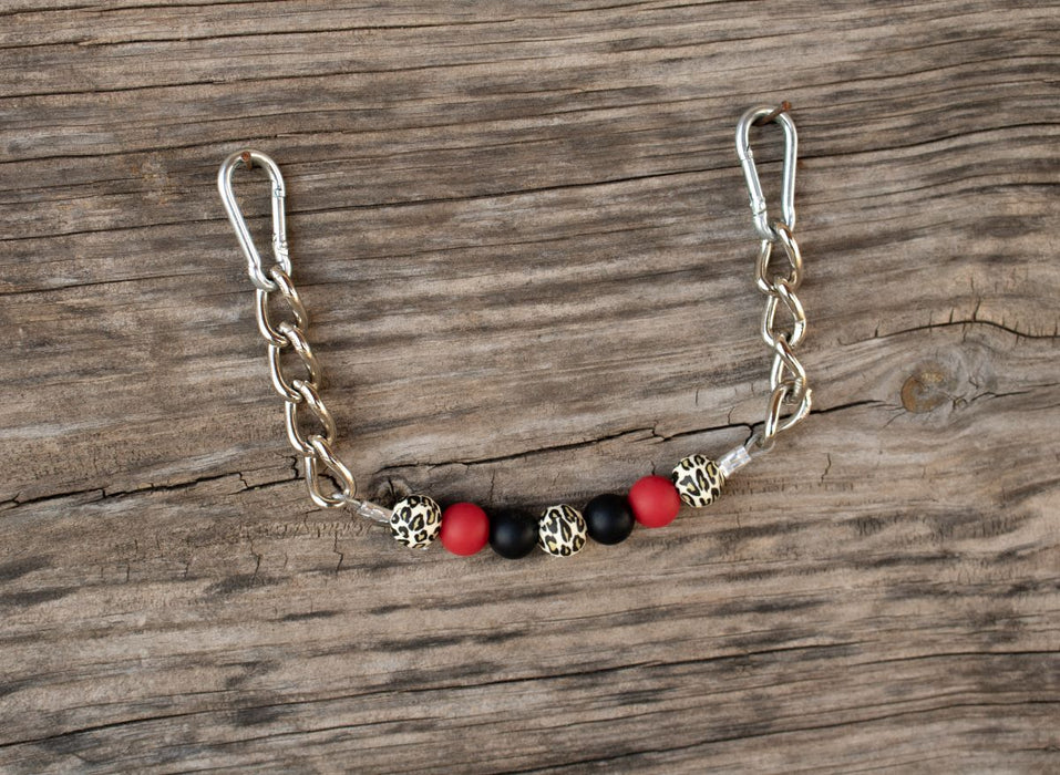 NRS Red Black Leopard Silicone Beaded Gag Curb Chain