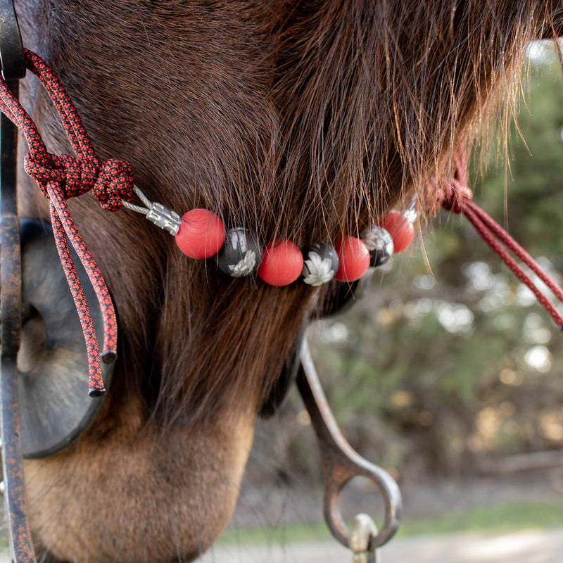 NRS Red Black Floral Silicone Beaded Curb Strap