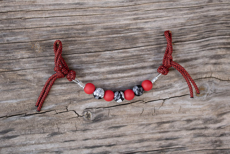 NRS Red Black Floral Silicone Beaded Curb Strap