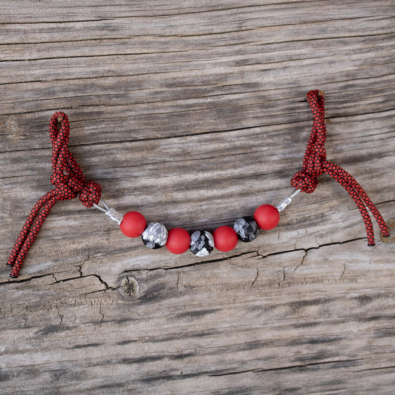NRS Red Black Floral Silicone Beaded Curb Strap