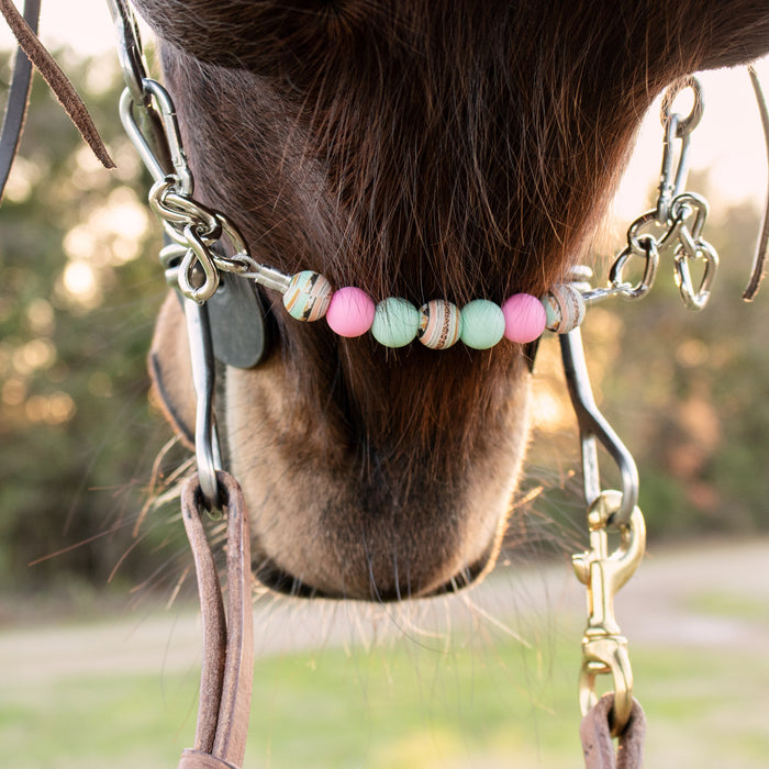 NRS Serape Pink Mint Silicone Beaded Gag Chain Curb Strap