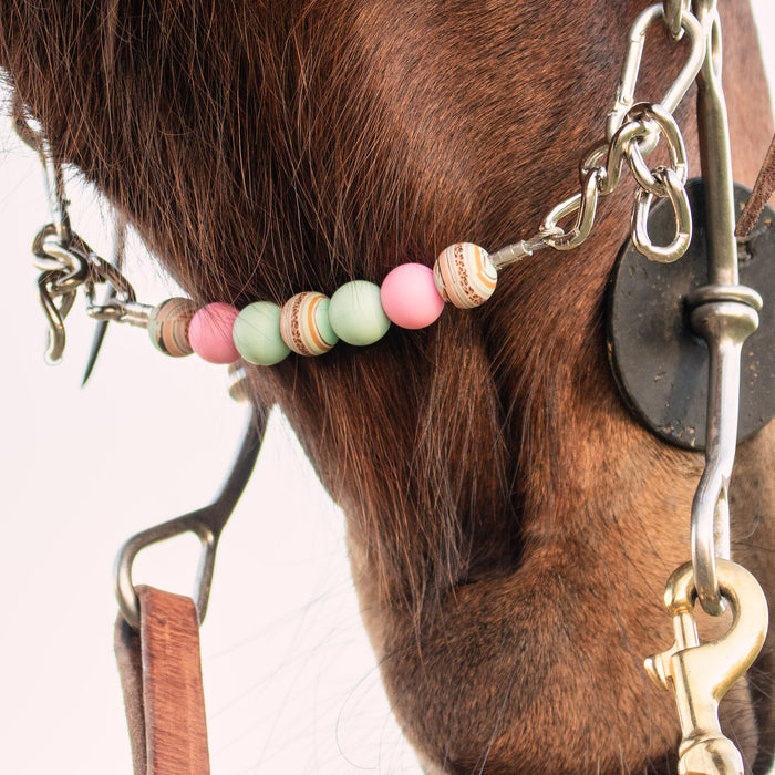 NRS Serape Pink Mint Silicone Beaded Gag Chain Curb Strap