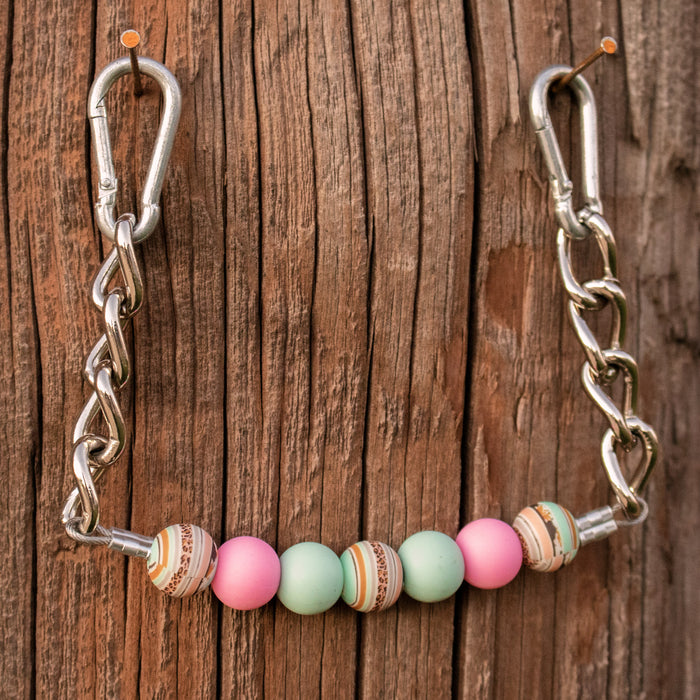 NRS Serape Pink Mint Silicone Beaded Gag Chain Curb Strap