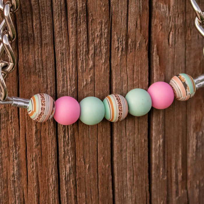 NRS Serape Pink Mint Silicone Beaded Gag Chain Curb Strap