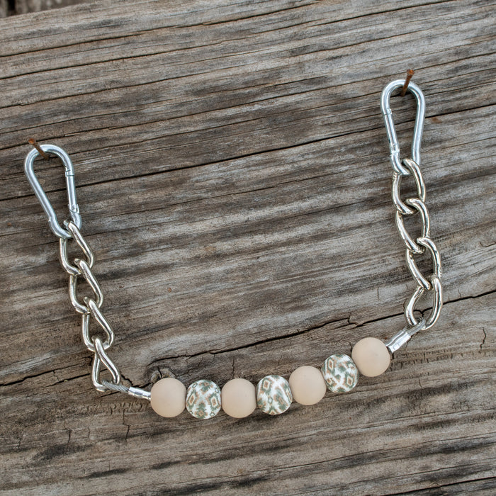 NRS Tan Aztec Silicone Beaded Chain Gag Curb Strap