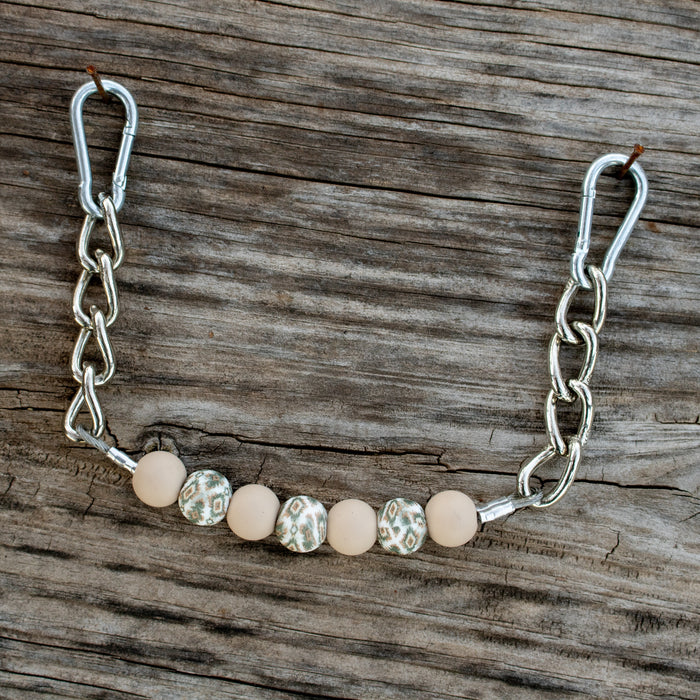 NRS Tan Aztec Silicone Beaded Chain Gag Curb Strap