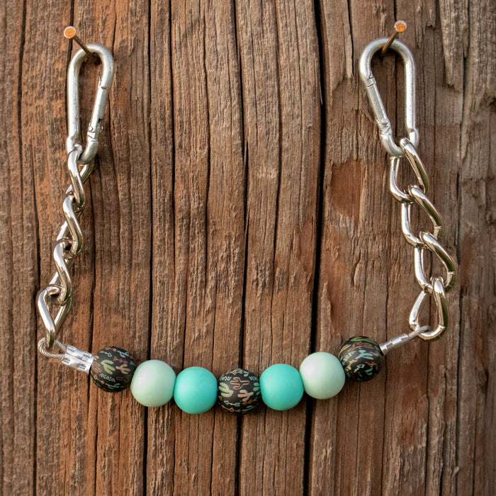 NRS Turquoise Western Cactus Silicone Beaded Chain Curb Strap