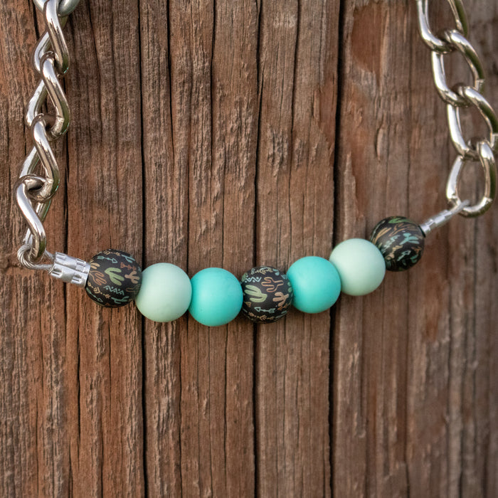 NRS Turquoise Western Cactus Silicone Beaded Chain Curb Strap