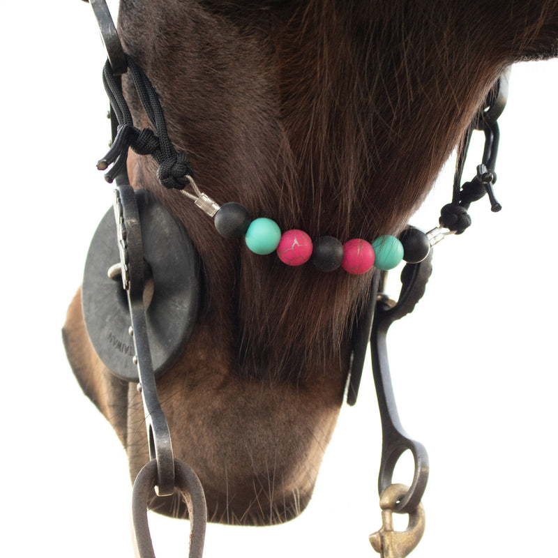NRS Black Pink Turquoise Silicone Beaded Curb Strap