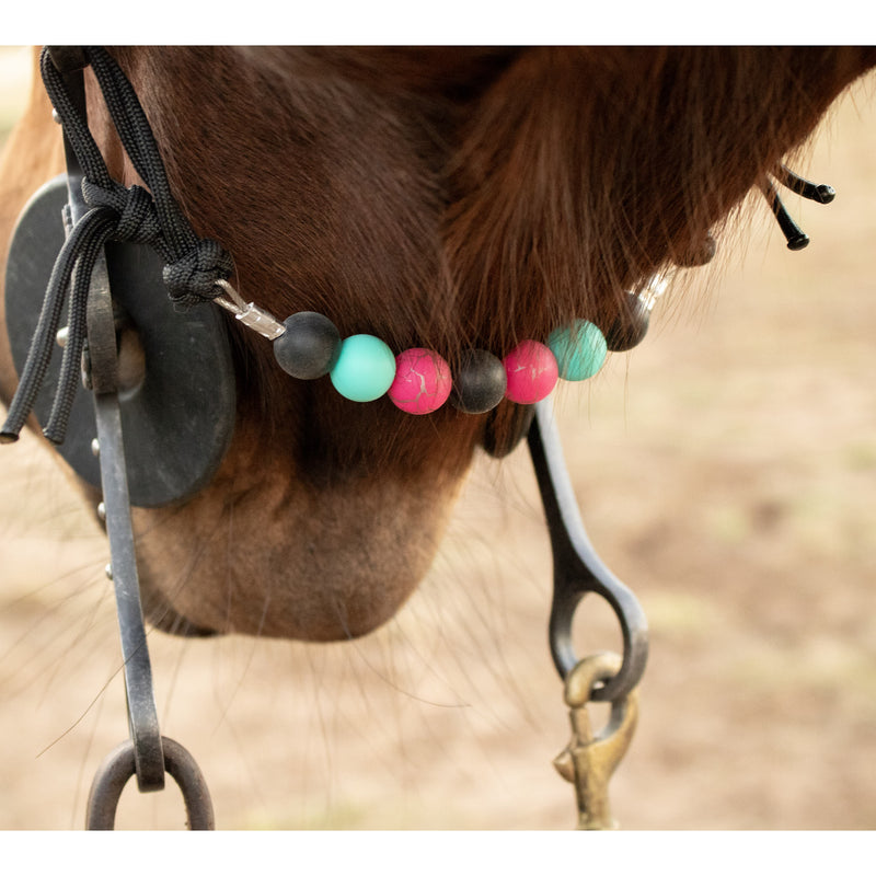 NRS Black Pink Turquoise Silicone Beaded Curb Strap