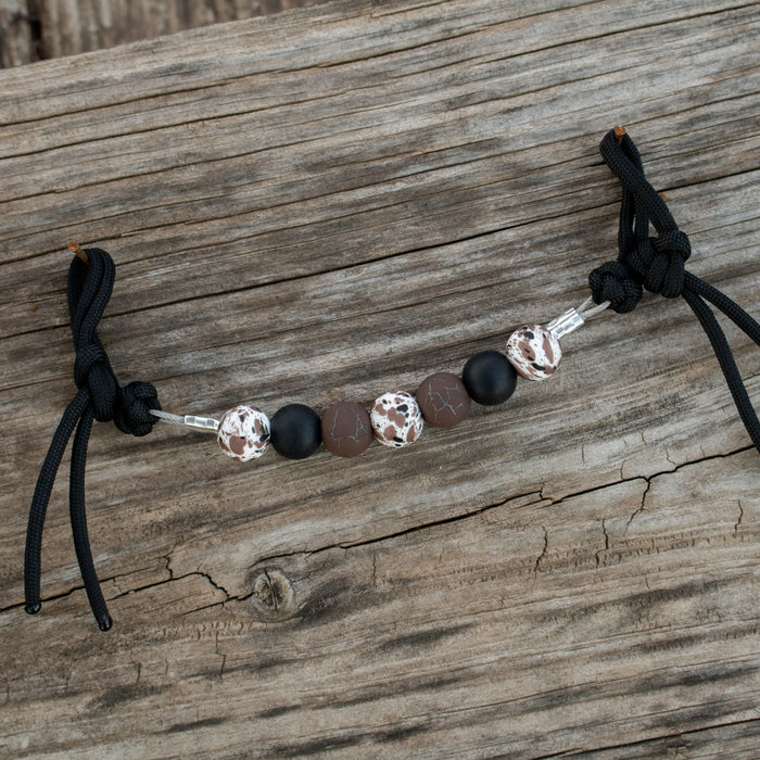 NRS Black Brown Cow Print Silicone Beaded Curb Strap