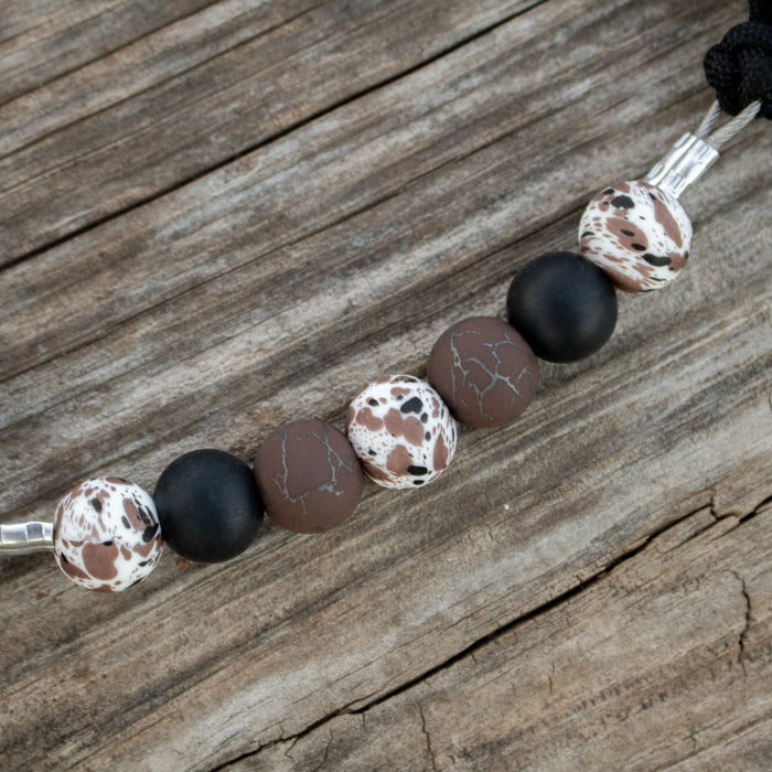 NRS Black Brown Cow Print Silicone Beaded Curb Strap