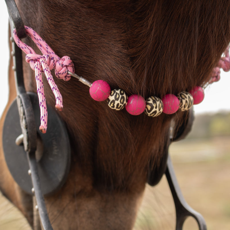NRS Hot Pink Crackle Leopard Silicone Beaded Curb Strap