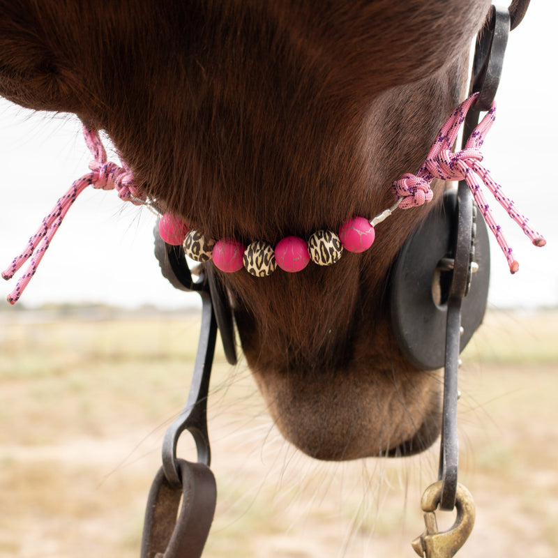 NRS Hot Pink Crackle Leopard Silicone Beaded Curb Strap