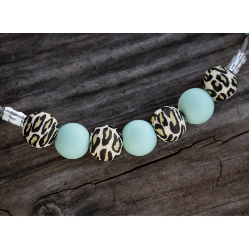 NRS Mint Leopard Silicone Beaded Curb Strap