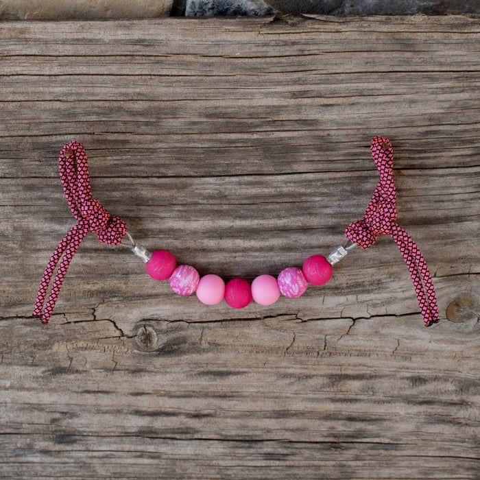 NRS Pink Cactus Silicone Beaded Gag Bit Curb Strap