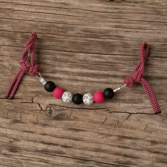 NRS Pink Snow Leopard Silicone Beaded Curb Strap