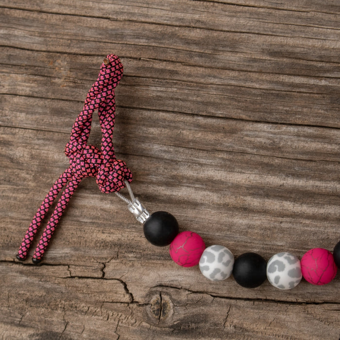 NRS Pink Snow Leopard Silicone Beaded Curb Strap
