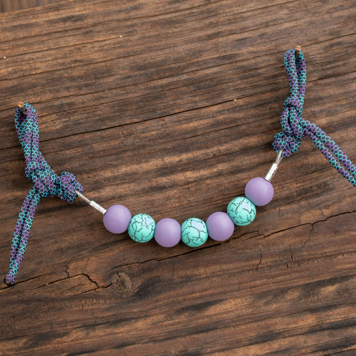 NRS Purple Turquoise Crackle Silicone Beaded Curb Strap