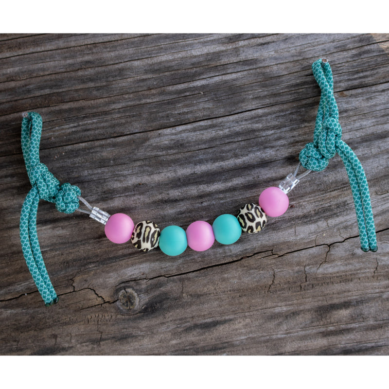 NRS Pink Turquoise Leopard Silicone Beaded Curb Strap