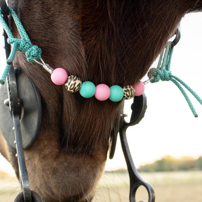 NRS Pink Turquoise Leopard Silicone Beaded Curb Strap