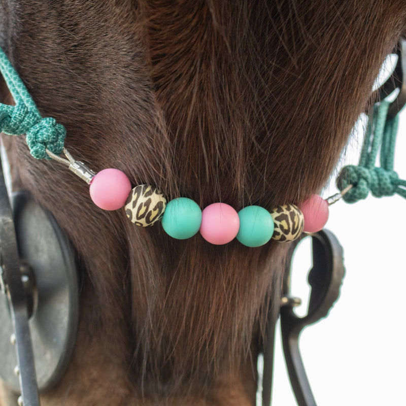 NRS Pink Turquoise Leopard Silicone Beaded Curb Strap