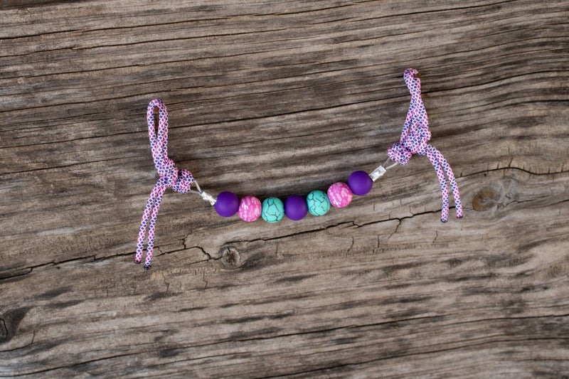 NRS Purple Turquoise Pink Cactus Silicone Beaded Gag Bit Curb Strap
