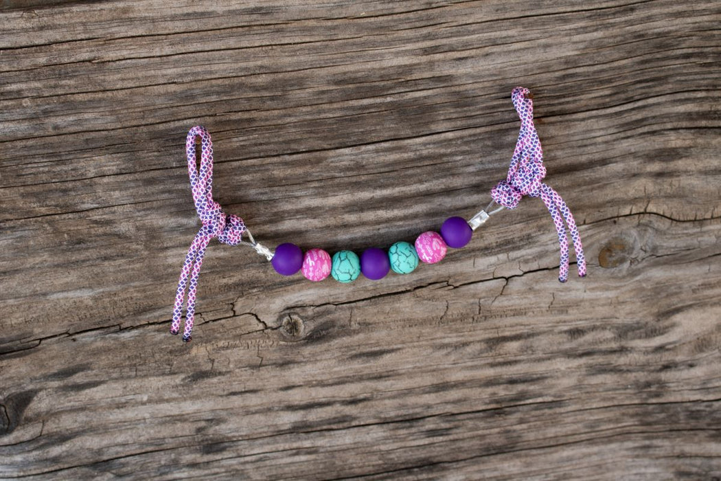NRS Purple Turquoise Pink Cactus Silicone Beaded Gag Bit Curb Strap