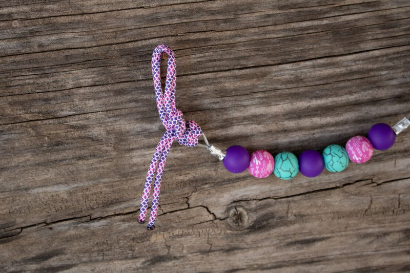 NRS Purple Turquoise Pink Cactus Silicone Beaded Gag Bit Curb Strap