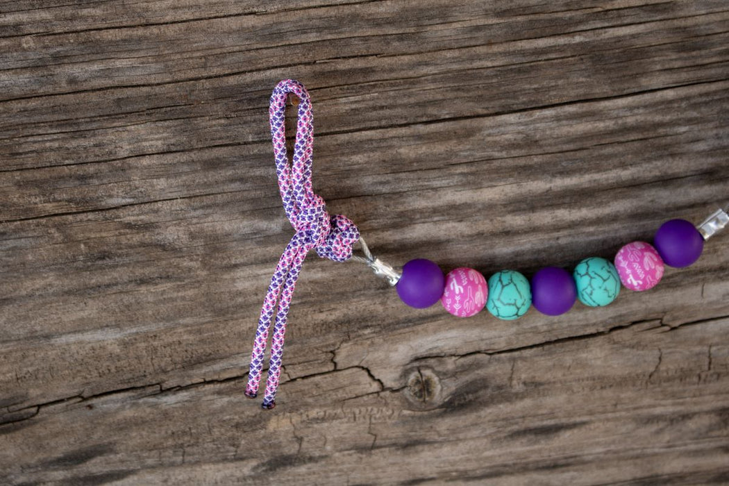 NRS Purple Turquoise Pink Cactus Silicone Beaded Gag Bit Curb Strap