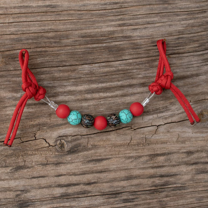 NRS Red Turquoise Cactus Silicone Beaded Gag Bit Curb Strap