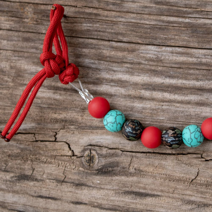 NRS Red Turquoise Cactus Silicone Beaded Gag Bit Curb Strap